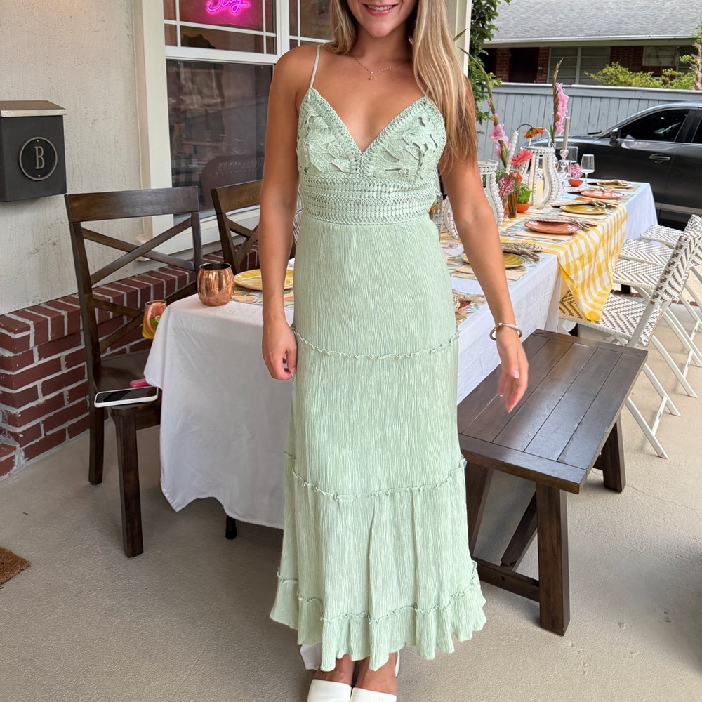 Love Tree Green Crochet Top Maxi Dress